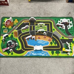 Melissa & Doug Green Play Rug with Vehicles